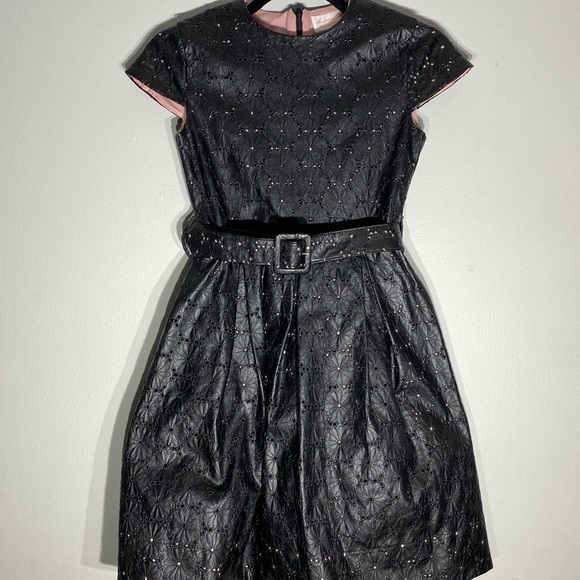 Black Leather Floral Dress**Age 12 - Picture 2 of 8